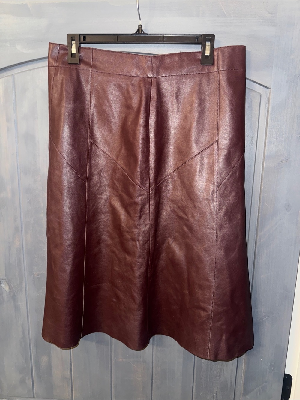 Sigrid Olsen Women's GENUINE Leather A-Line Skirt - Burgundy Brown